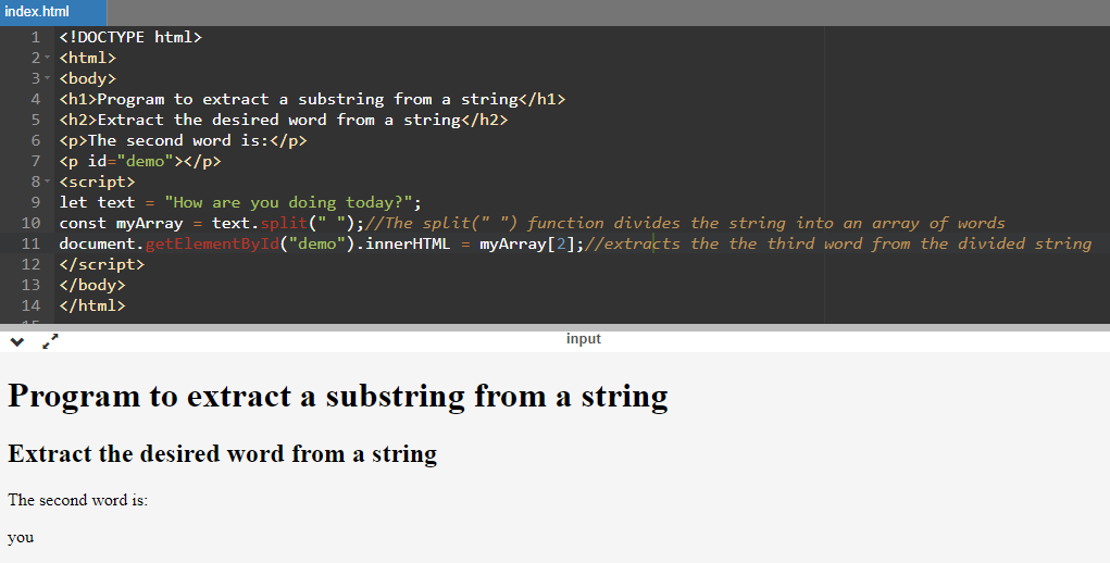 Extract A Substring From A String Using Split Substring Functions