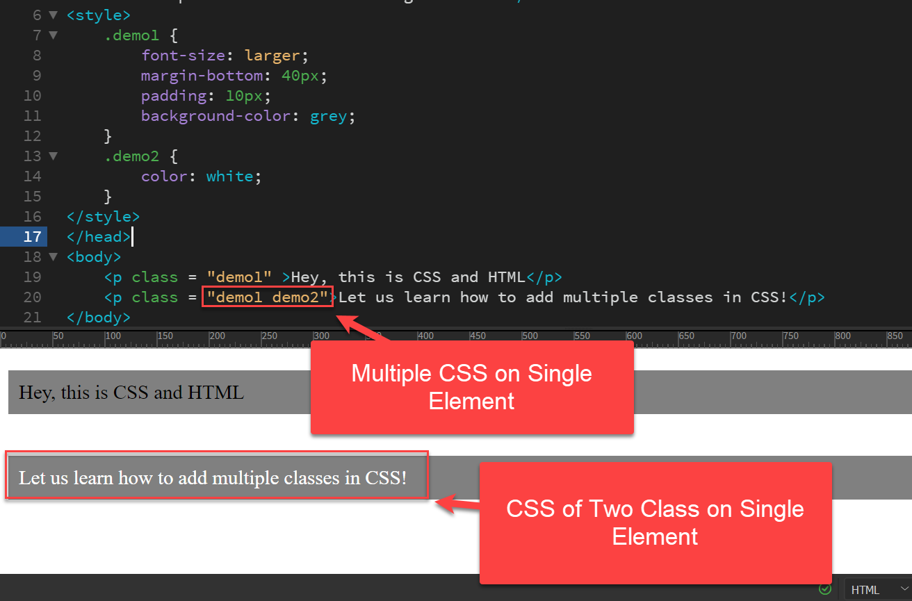 how to apply multiple css classes in html