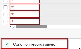 Condition record saved