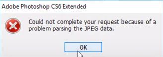 Could not complete your request because of a problem parsing the JPEG data-1