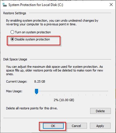 Delete Backup Files in Windows 10