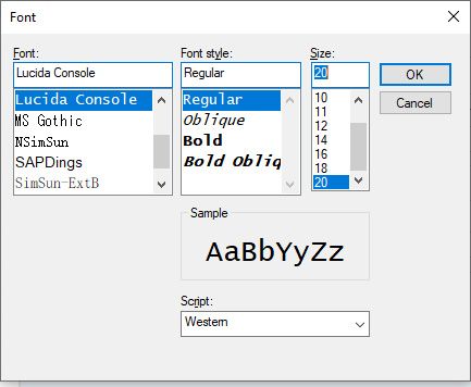 SAP Font Setting Window