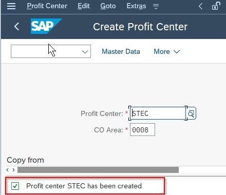 Profit Center Created