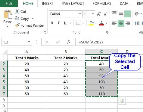 Copy all selected cell