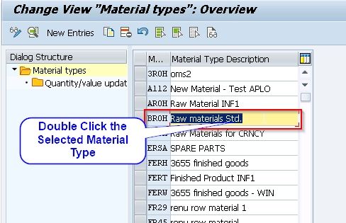 Double click to select material master