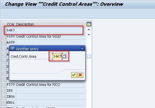 Change View Credit Control Areas