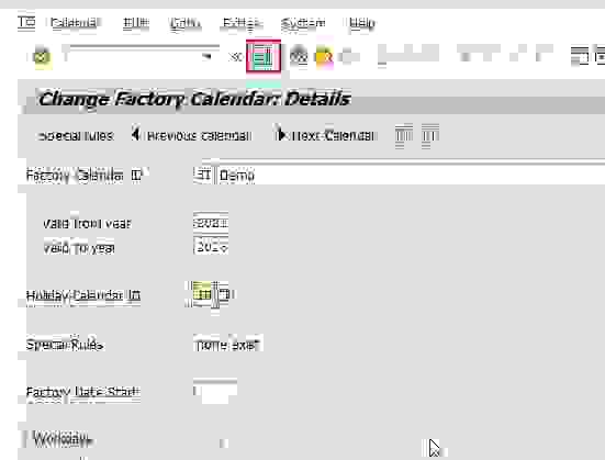 factory calendar assignment in sap mm