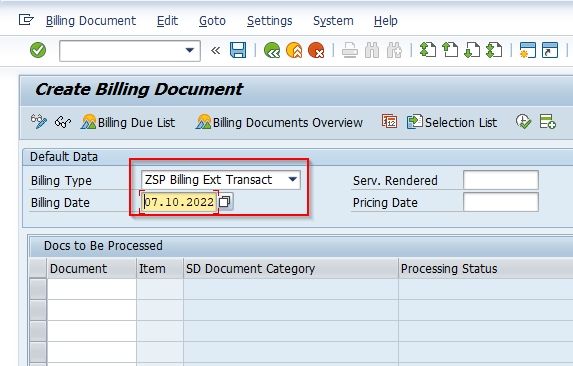 Create Billing Document