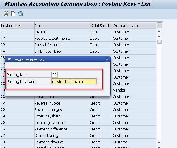 Posting Key Id & Name