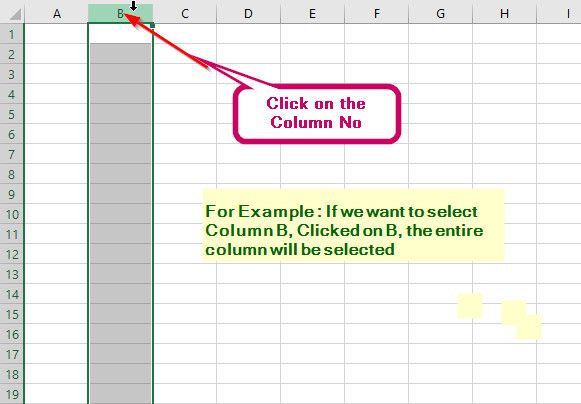 Select One or More Entire Columns of Cells