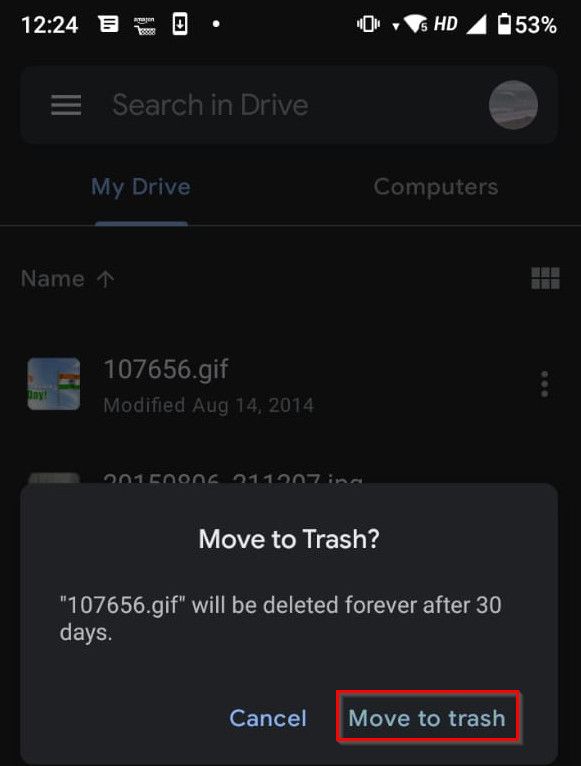 Delete Google Drive Files from Android