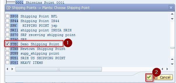 sap shipping point assignment to plant