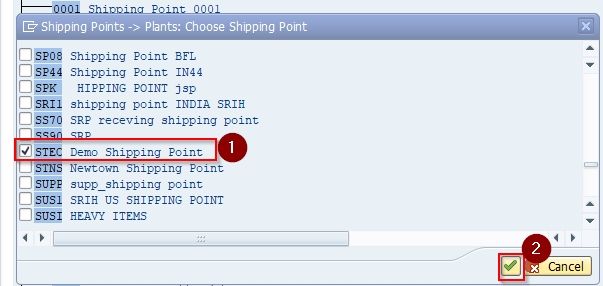 shipping point assignment to plant in sap