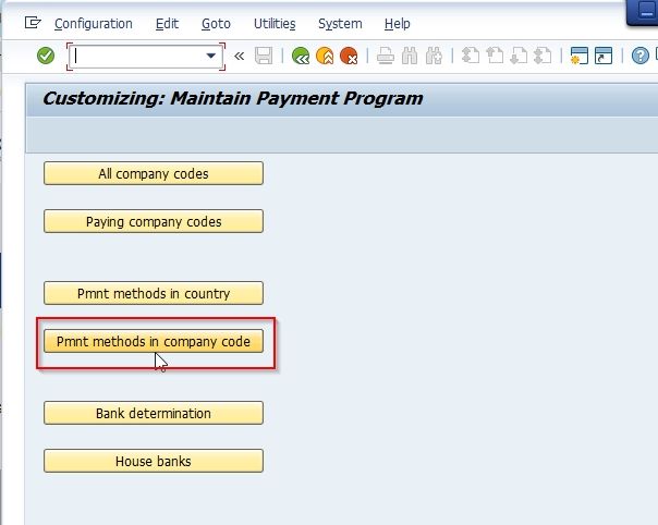 Payment method in company code