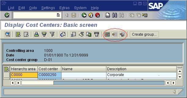 Display Cost Centers Master Data