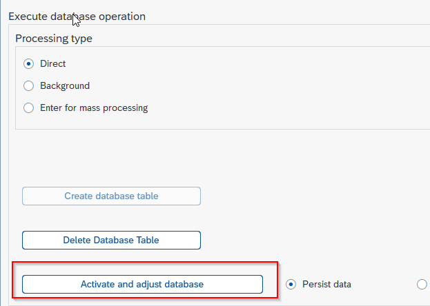 Activate and adjust database