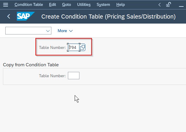 Condition table id