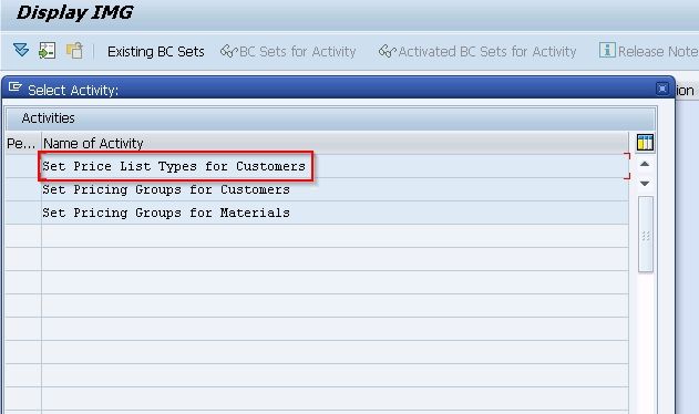 Set price list types for customers