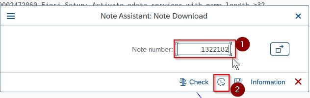 Enter SAP Note Number