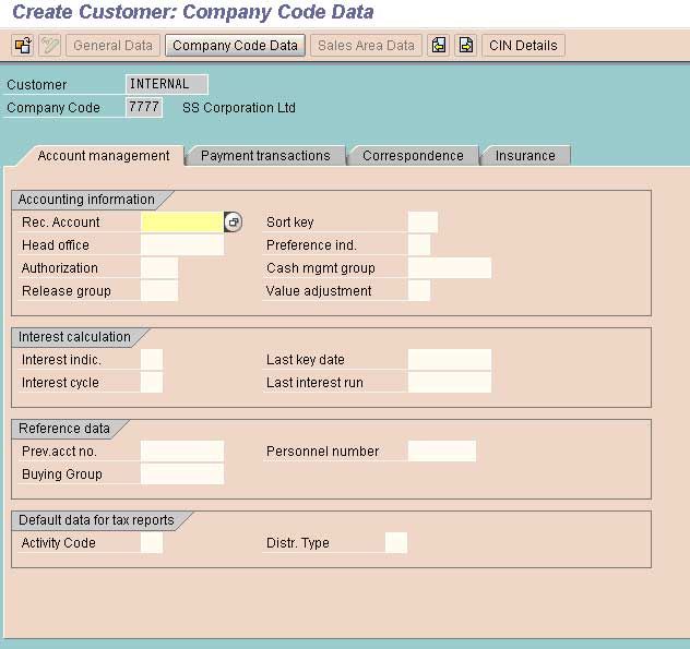 Create Customer Master Record