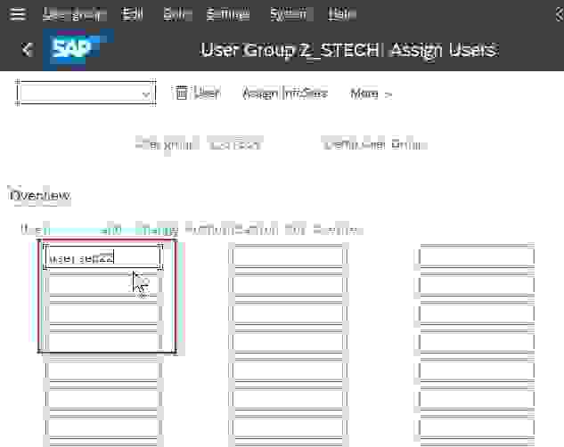sap table query user group assignment
