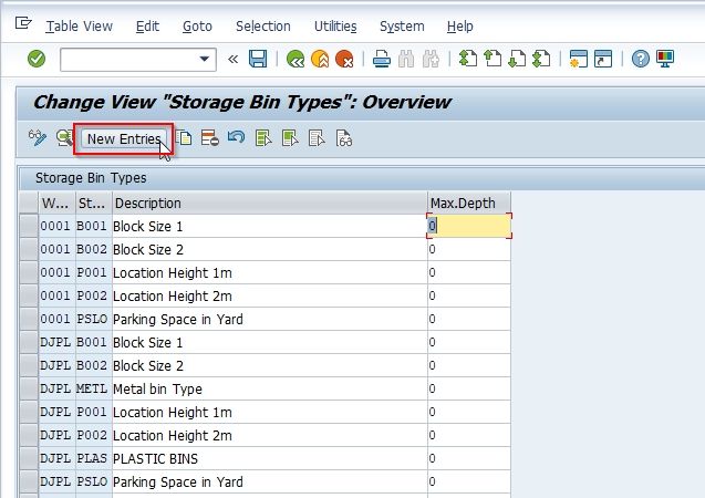 Define Storage Bin Types In SAP