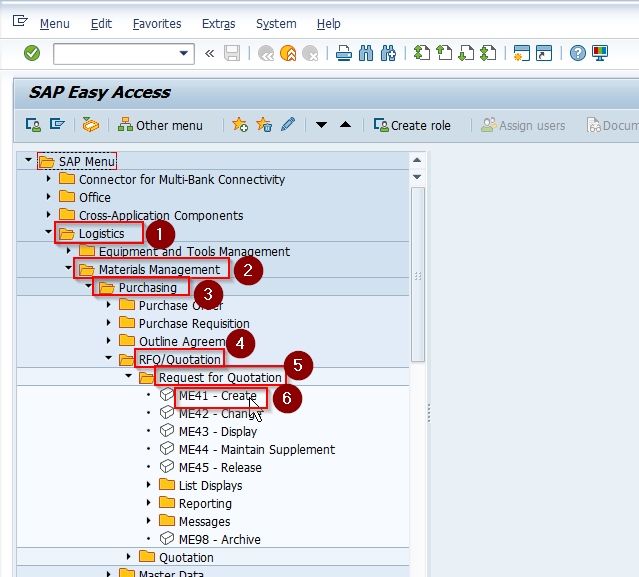 SAP Menu Path