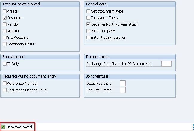 Document Types Data Saved