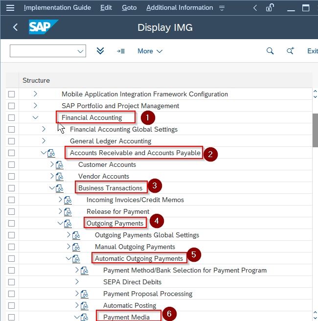 SAP menu path