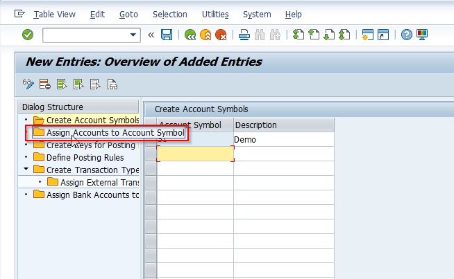 Assign Account to Account Symbol