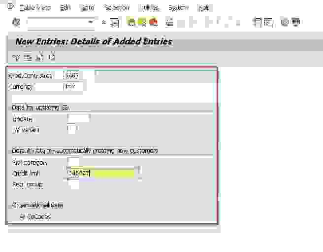 assignment of credit control area and credit segment