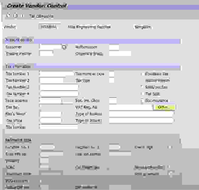 Create Vendor Master Record in SAP