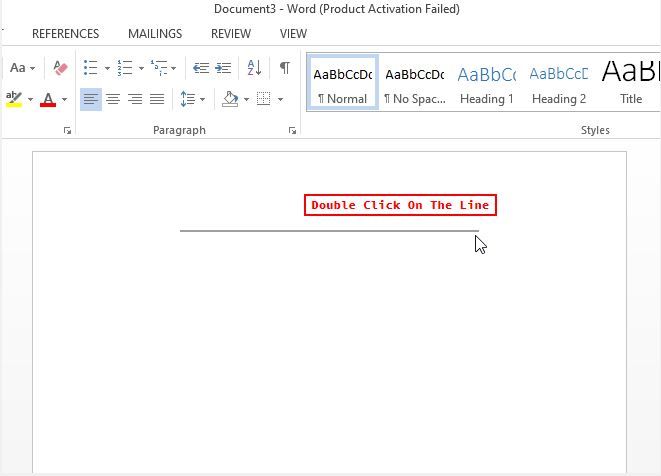 draw a line in ms word