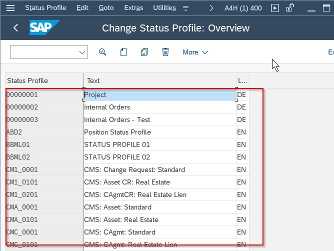 Previously Defined Status Profile