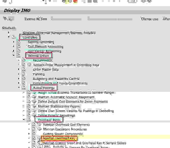 Define Overhead Keys in SAP