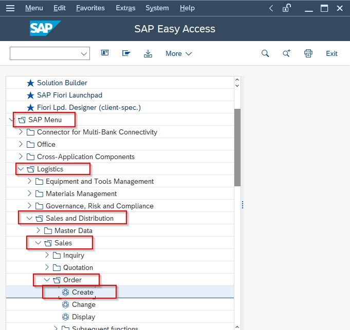 SAP Menu Path