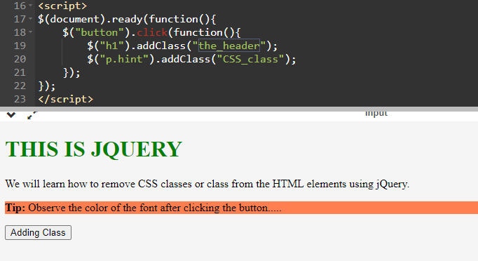 How To Add, Remove & Toggle CSS Class From An Element With JQuery