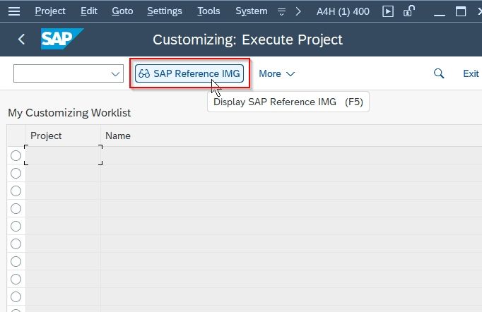 SAP Reference IMG