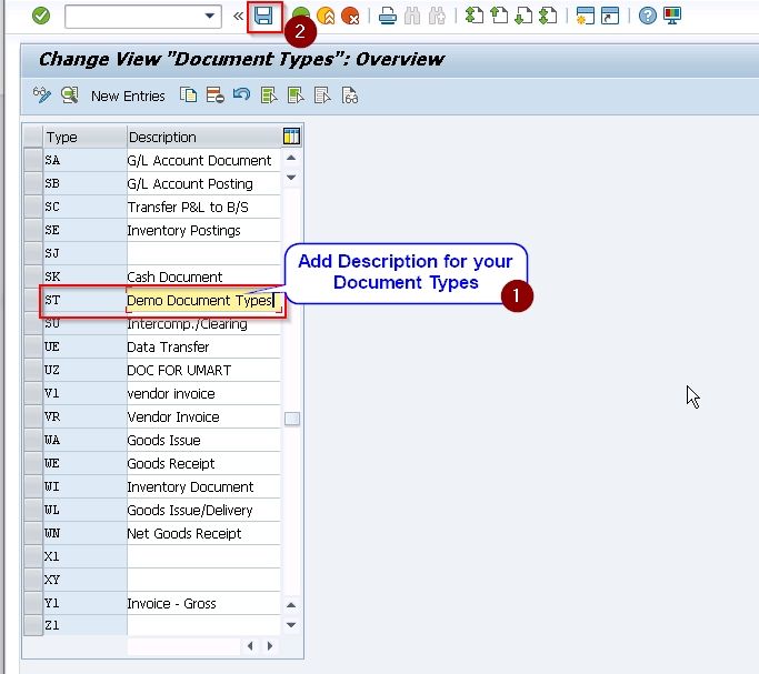 document type assignment in sap