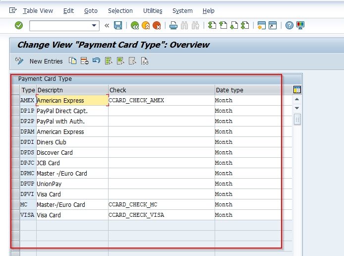 Payment Card Type