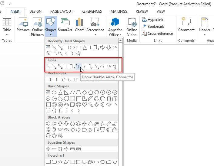 draw a line in ms word