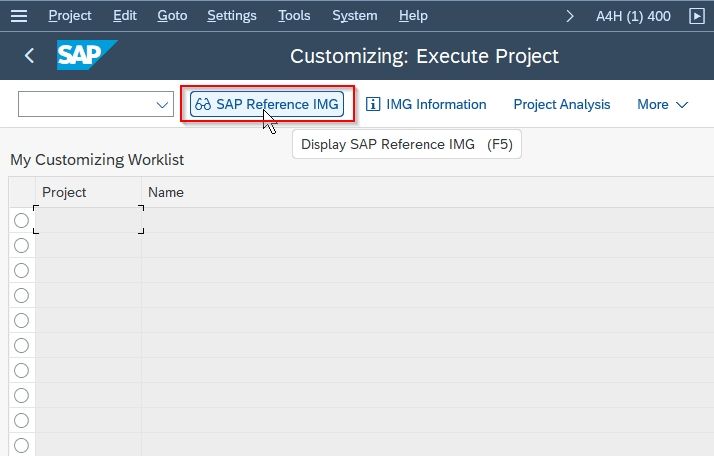 SAP Reference IMG