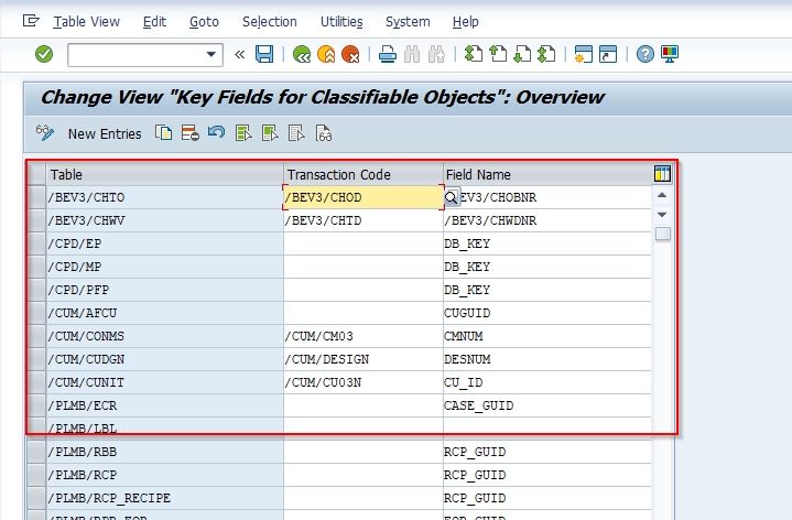 Previous Key Fields