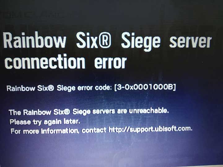 Rainbow Six Siege error code 3-0x00001000B