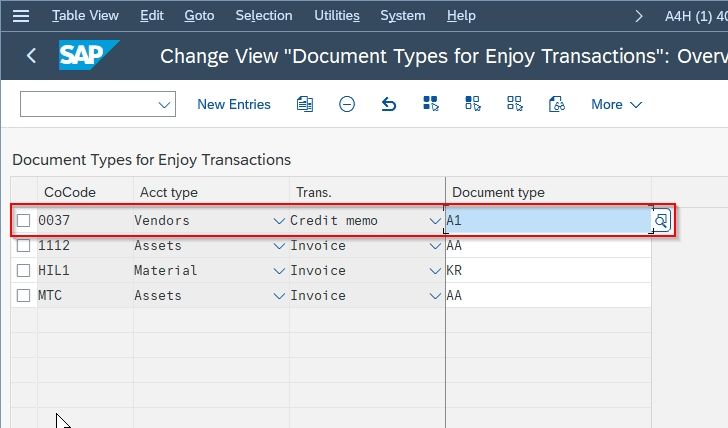 New Document Types for Enjoy Transaction