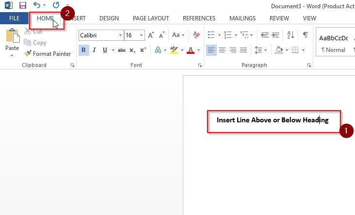 next line for headings in microsoft word 2010