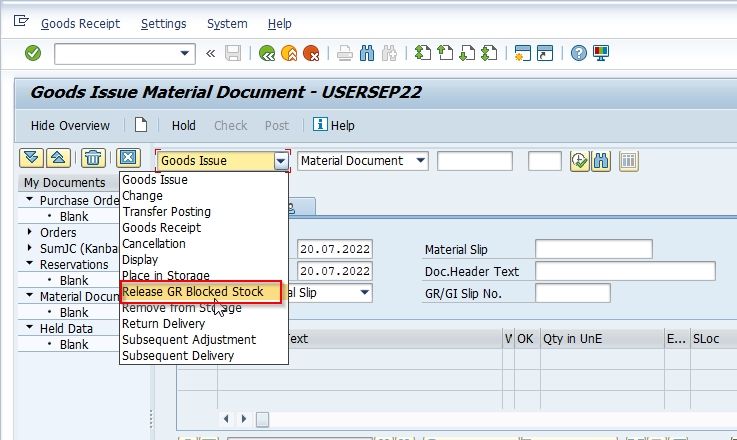 Release GR Blocked Stock