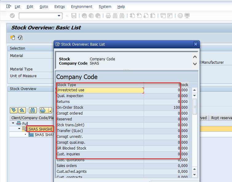 SAP T-code MMBE To Display Stock Overview