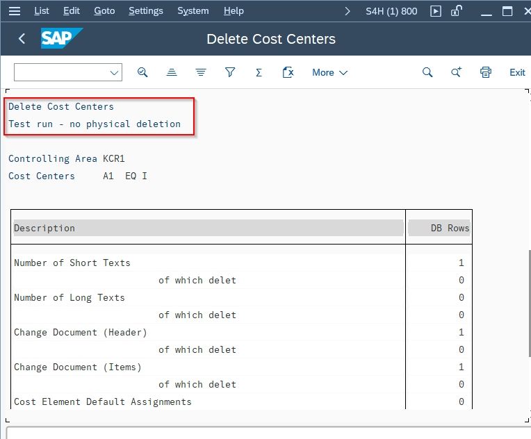 Delete Cost Centers