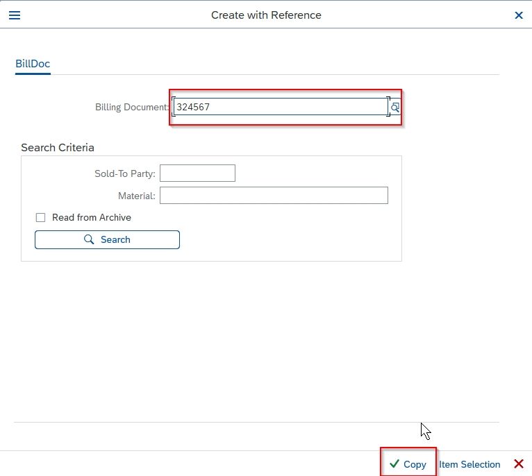 Billing Document number